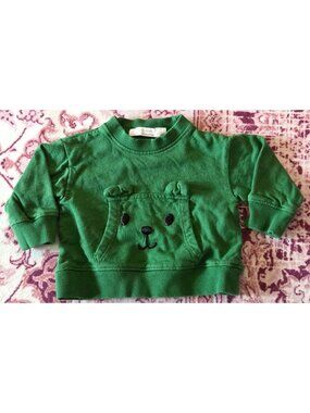 Mother's Promise Cute Bear Face Green Sweatshirt Long Sleeve Size 0-3 Months